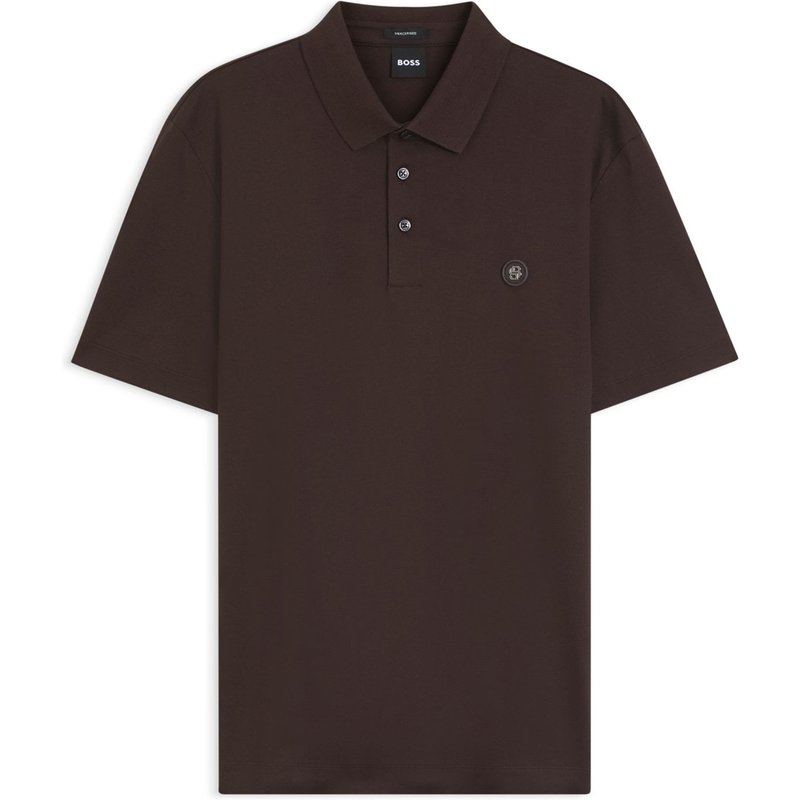 BOSS Glattes Poloshirt aus merzerisierter Baumwolle mit Logo-Aufnäher