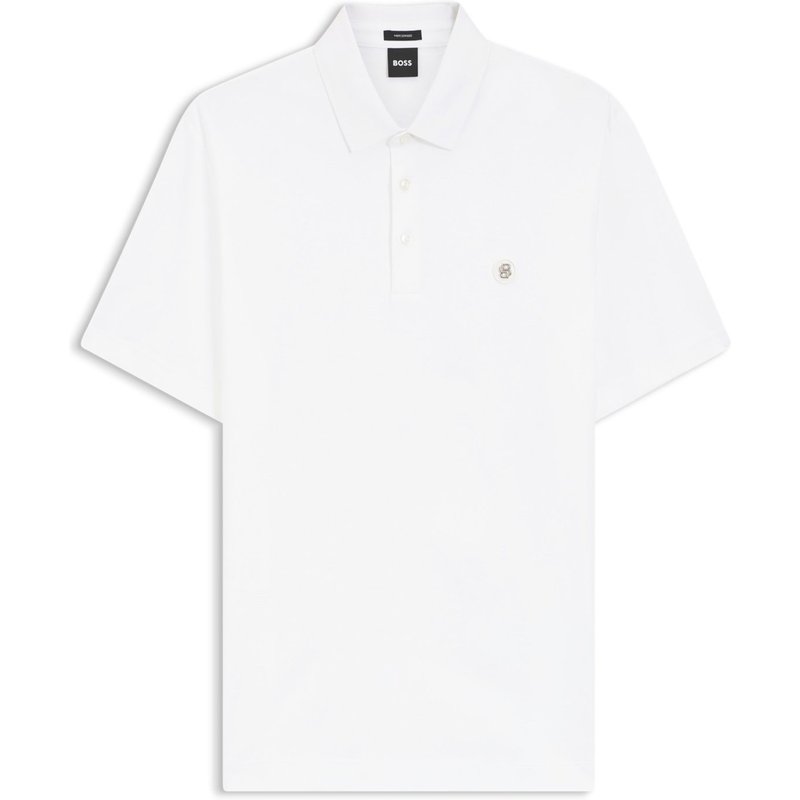 BOSS Glattes Poloshirt aus merzerisierter Baumwolle mit Logo-Aufnäher