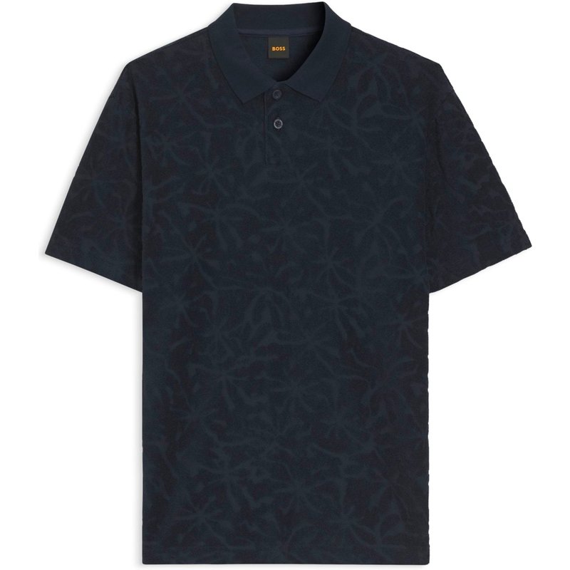 BOSS ORANGE Polohemd aus Baumwolle mit geprägter Blumenstruktur