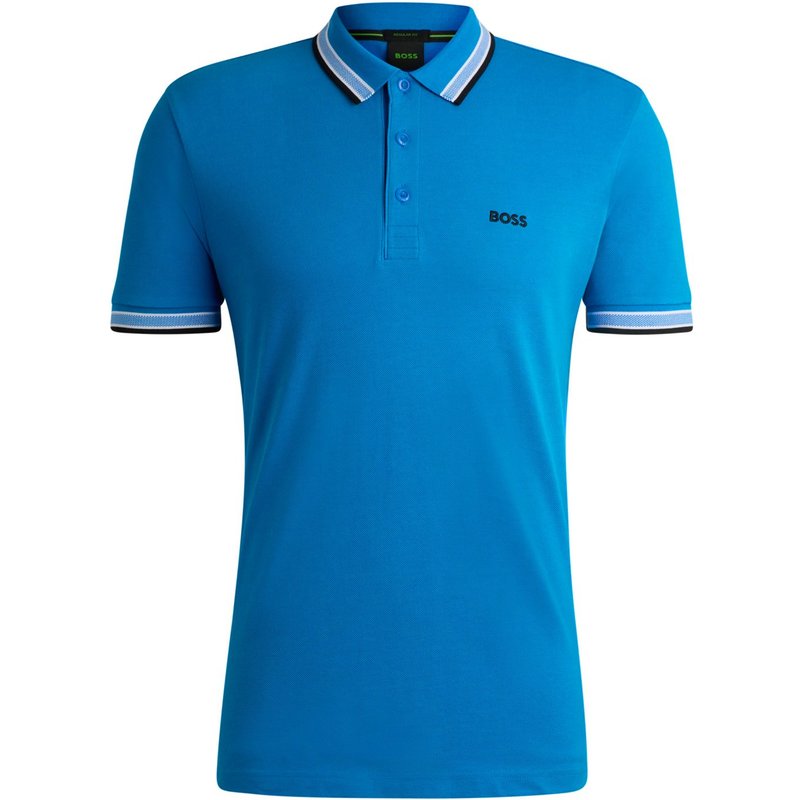 BOSS GREEN Piqué-Poloshirt mit Kontrastbündchen, Regular Fit