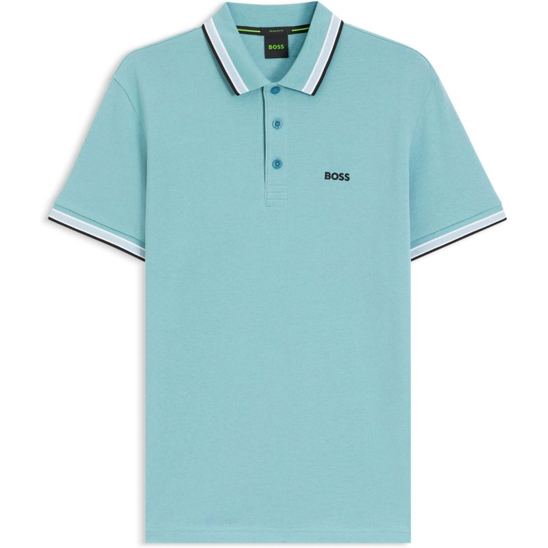 BOSS GREEN Piqué-Poloshirt mit Kontrastbündchen, Regular Fit