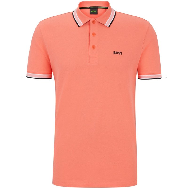 BOSS GREEN Piqué-Poloshirt mit Kontrastbündchen, Regular Fit