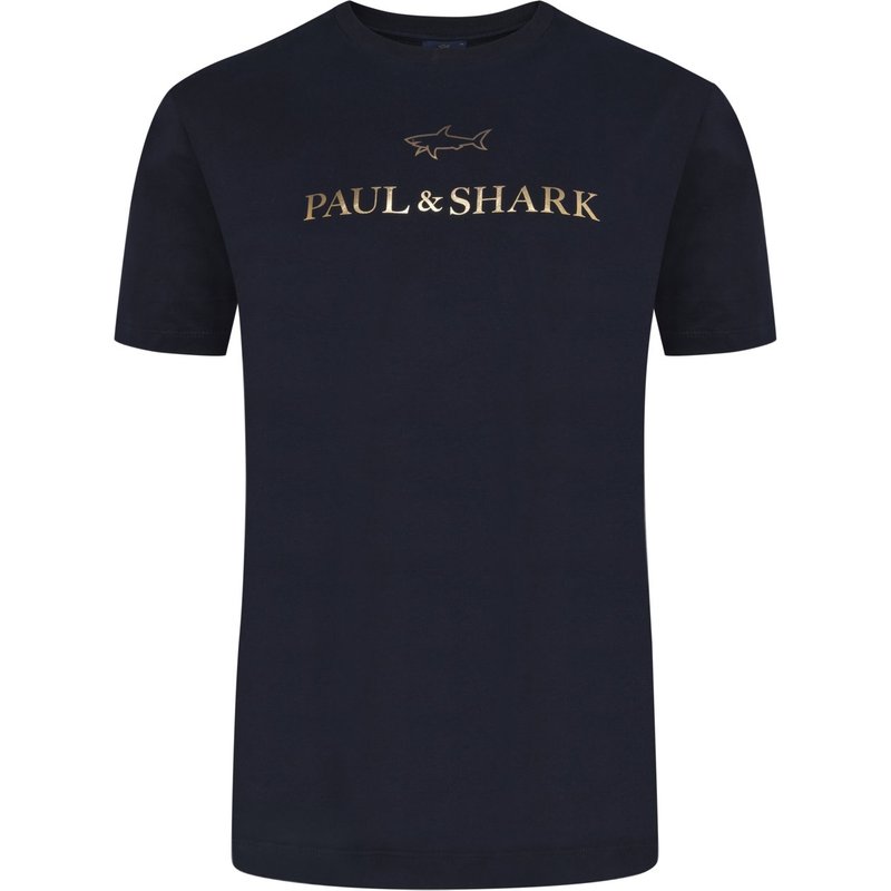Paul & Shark Leichtes Baumwoll-T-Shirt mit Label-Schriftzug