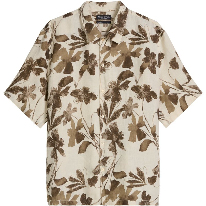 Marc O'Polo Kurzarmhemd aus Leinen mit floralem Print, Regular Fit