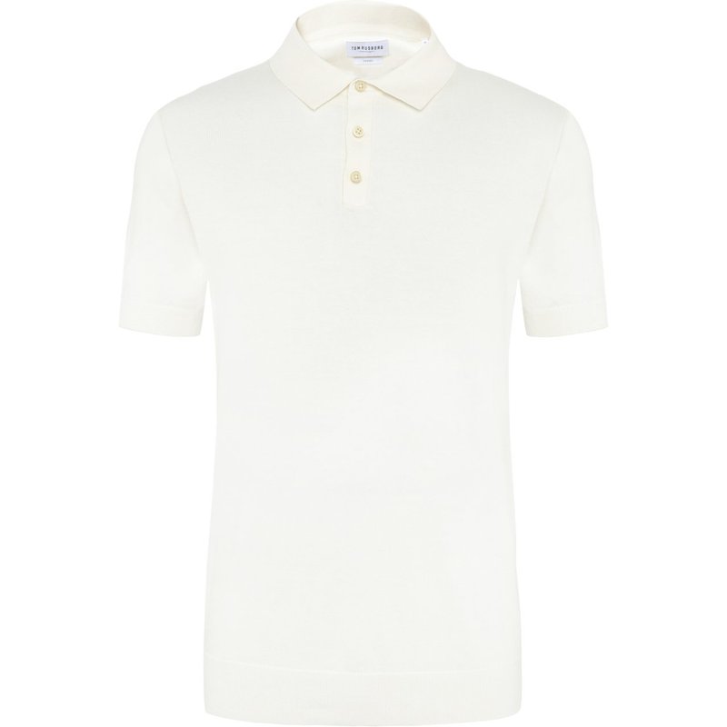 Tom Rusborg Unifarbenes Strick-Poloshirt aus Baumwolle