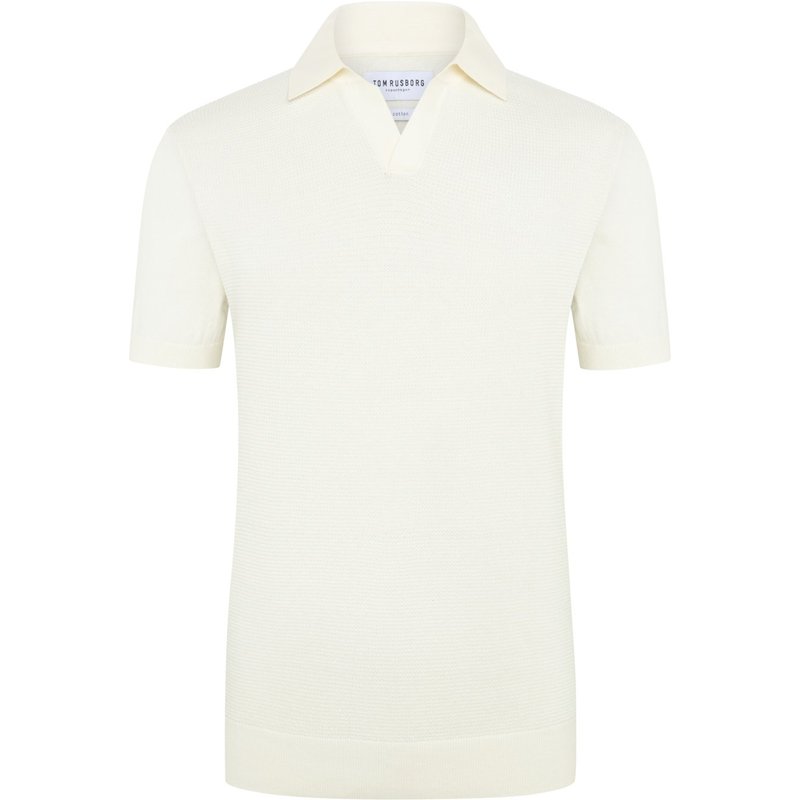 Tom Rusborg Strick-Poloshirt aus Baumwolle mit Variokragen