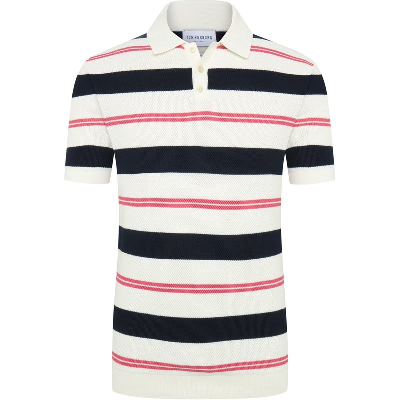 Tom Rusborg Strick-Poloshirt aus Baumwolle mit Blockstreifen