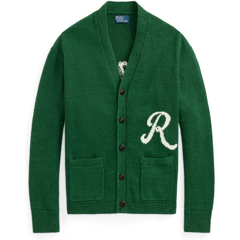 Polo Ralph Lauren Strickjacke mit Leinenanteil und Ralph-Schriftzug auf Rücken
