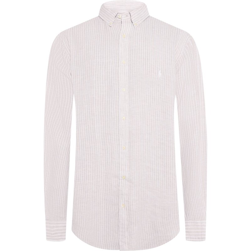 Polo Ralph Lauren Gestreiftes Leinenhemd mit Button Down-Kragen