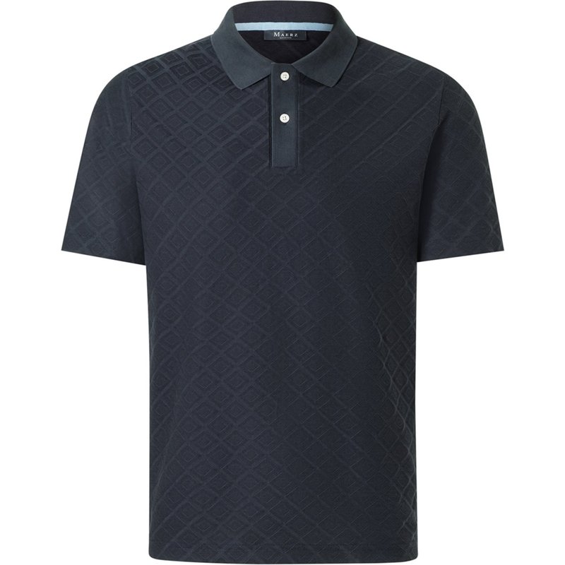 Maerz Strick-Poloshirt mit strukturiertem Rautenmuster