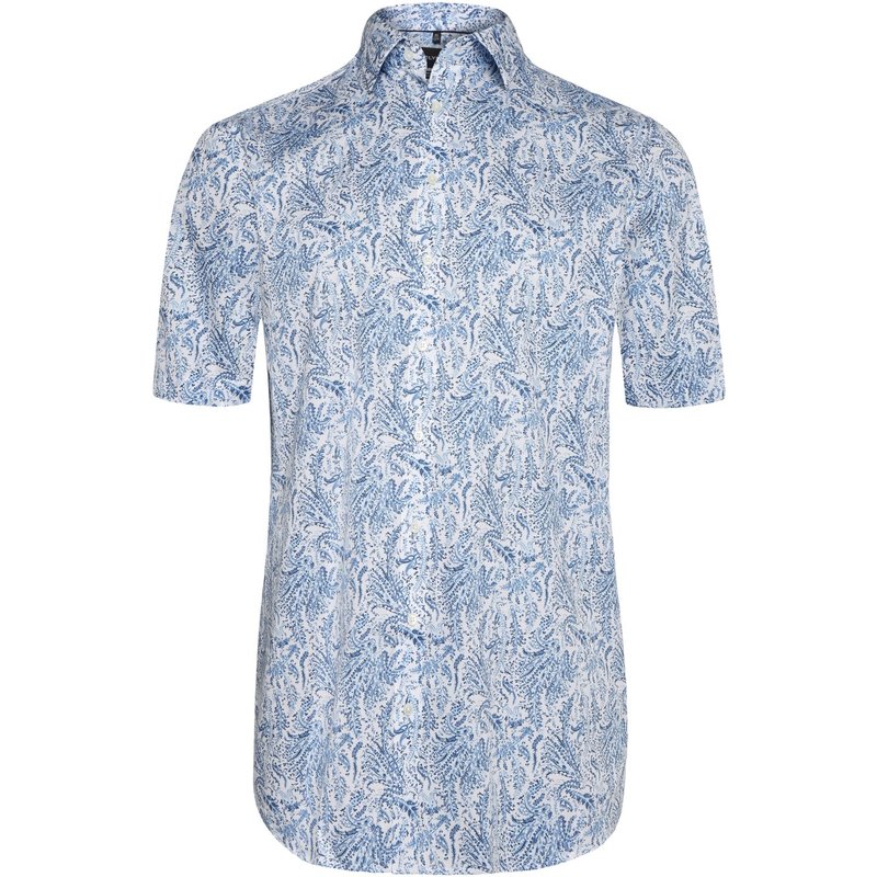 OLYMP Luxor, bügelfreies Kurzarmhemd mit Paisley-Print, Comfort Fit