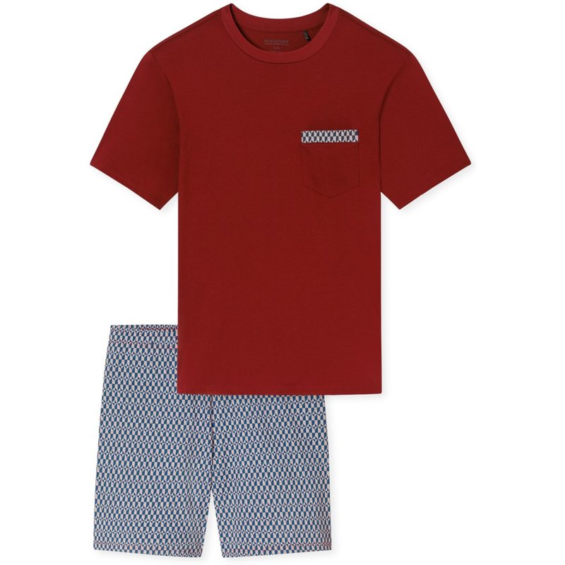 Schiesser Kurzer Pyjama in Softer Jersey-Qualität mit gemusterter Hose