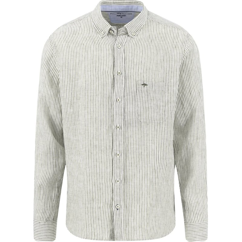 Fynch-Hatton Leichtes Leinenhemd mit Streifen und Button Down-Kragen