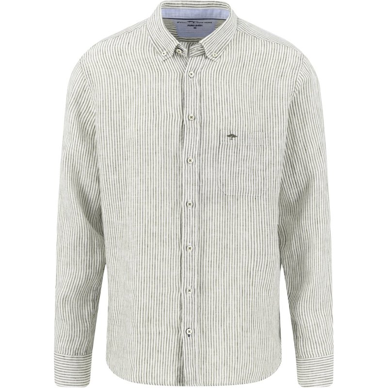 Fynch-Hatton Leichtes Leinenhemd mit Streifen und Button Down-Kragen, Extralang
