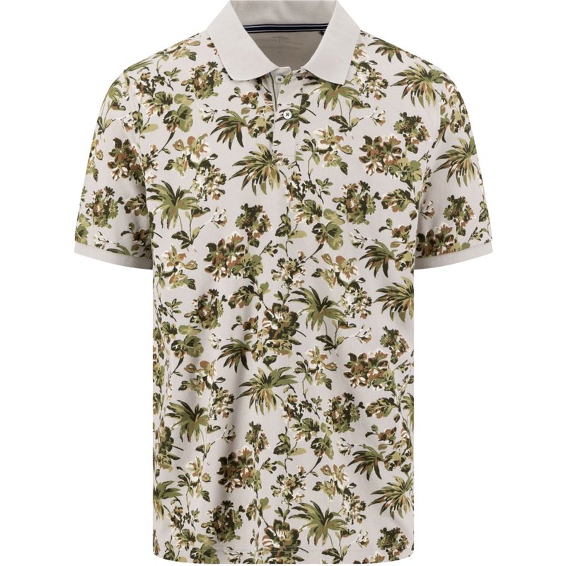 Fynch-Hatton Piqué-Poloshirt aus Baumwolle mit floralem Print, Extralang
