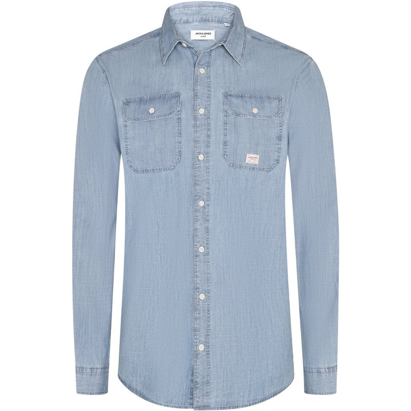 Jack & Jones Jeanshemd aus Baumwolle mit Kentkragen