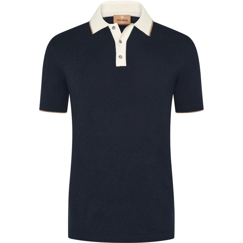 MOS MOSH Gallery Extralanges Strick-Poloshirt aus einem Baumwoll-Mix