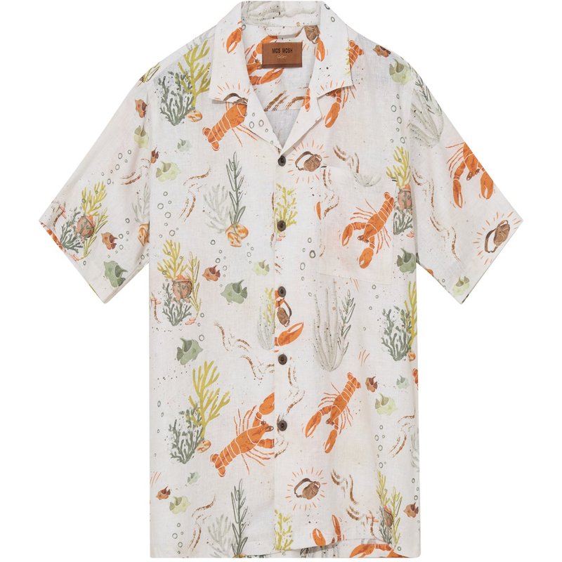 MOS MOSH Gallery Kurzarmhemd aus Lyocell und Leinen mit Print, Relaxed Fit