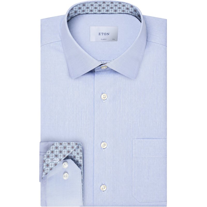 Eton Unifarbenes Signature Twill Hemd mit Ausputz, Classic Fit