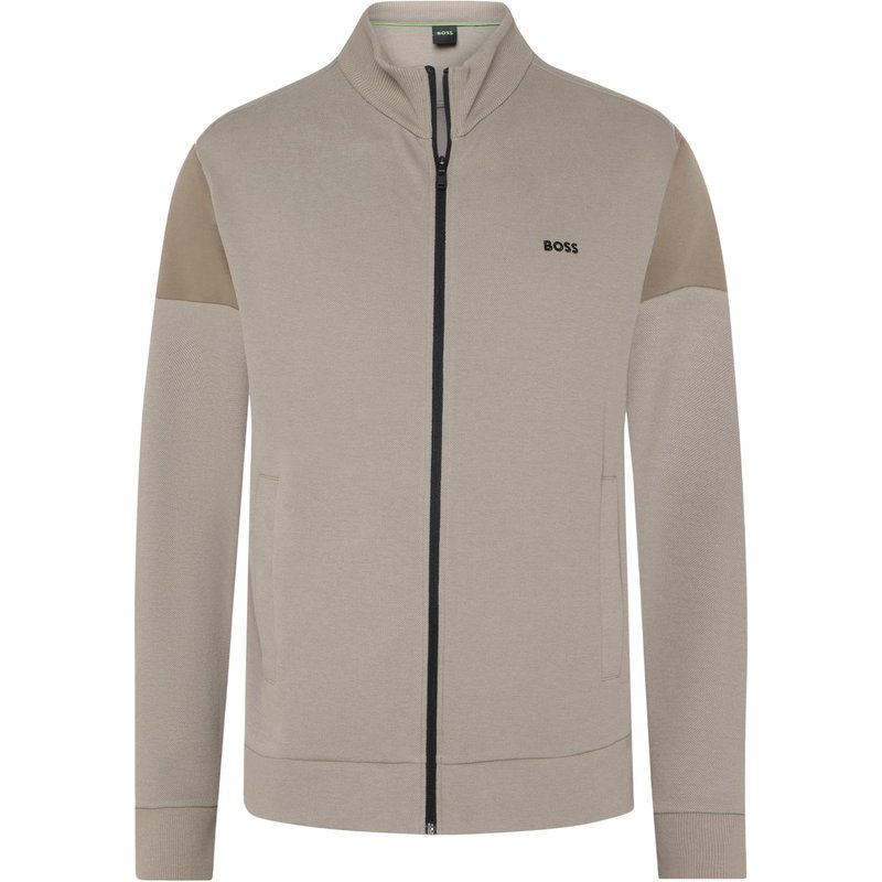 BOSS GREEN Sweatjacke in Piqué-Qualität mit Kontrastdetails