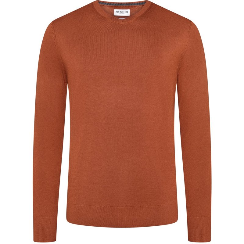 Tom Rusborg Leichter Pullover mit V-Neck aus feiner Merinowolle