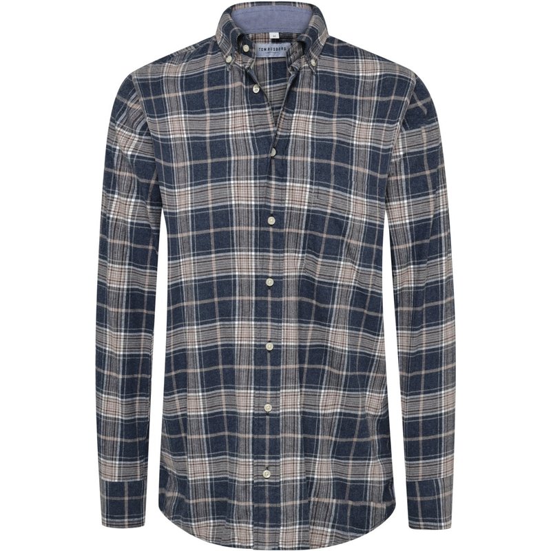 Tom Rusborg Extralanges Flanellhemd mit Check-Muster und Brusttasche