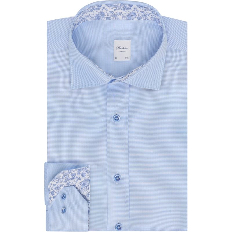 Stenströms Hemd aus Twofold Super Cotton mit Kleinmuster und Ausputz, Comfort Fit