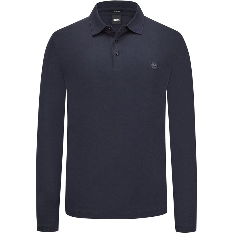 BOSS Langarm-Poloshirt aus mercerisiertem Baumwolljersey