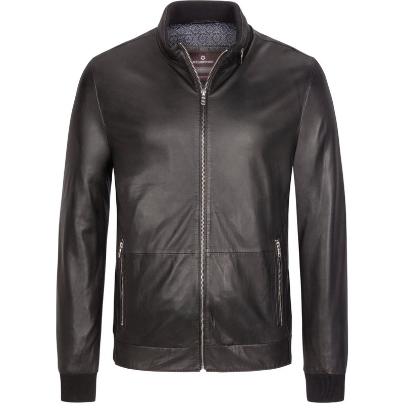Milestone Lederblouson mit Reißverschluss-Taschen