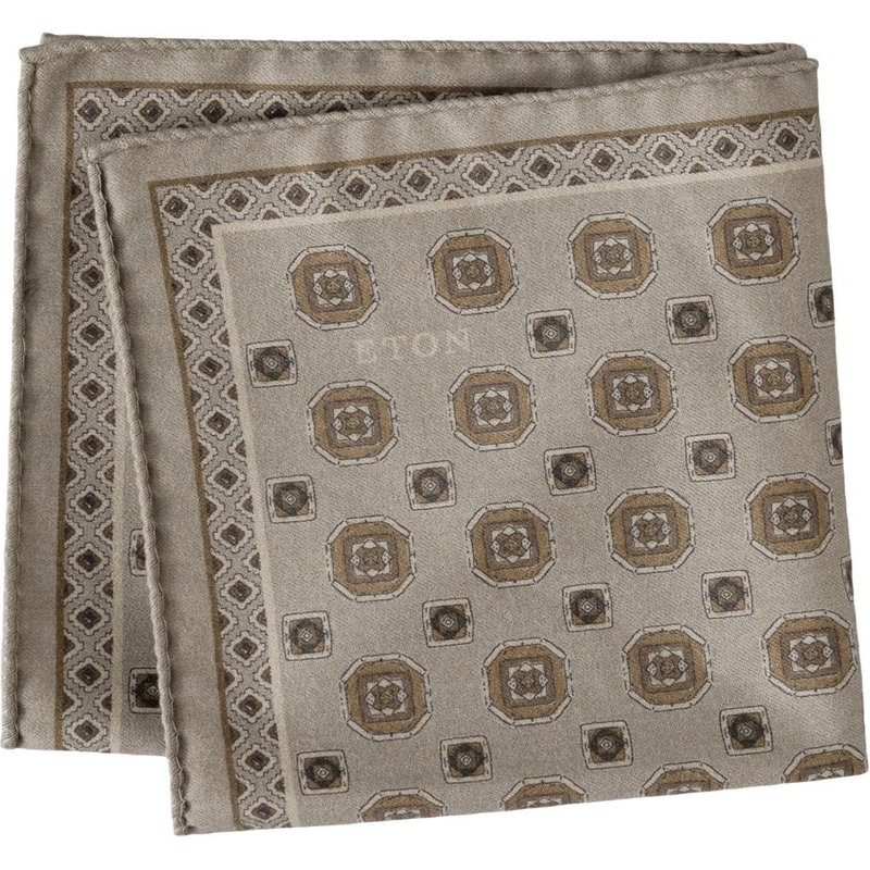 Eton Einstecktuch aus Wolle mit beidseitigem Print