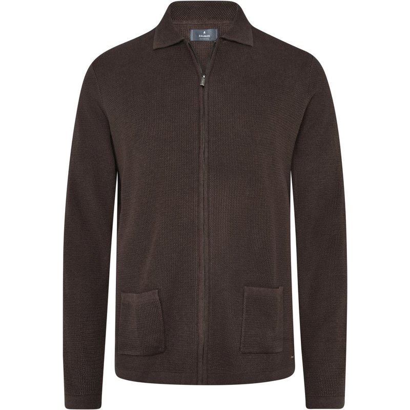 Ragman Strickjacke aus Baumwolle mit Polokragen