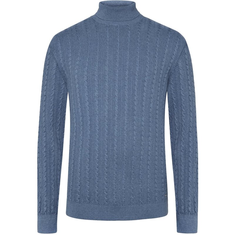 Ragman Extralanger Rollkragenpullover mit Zopfmuster und Kaschmir