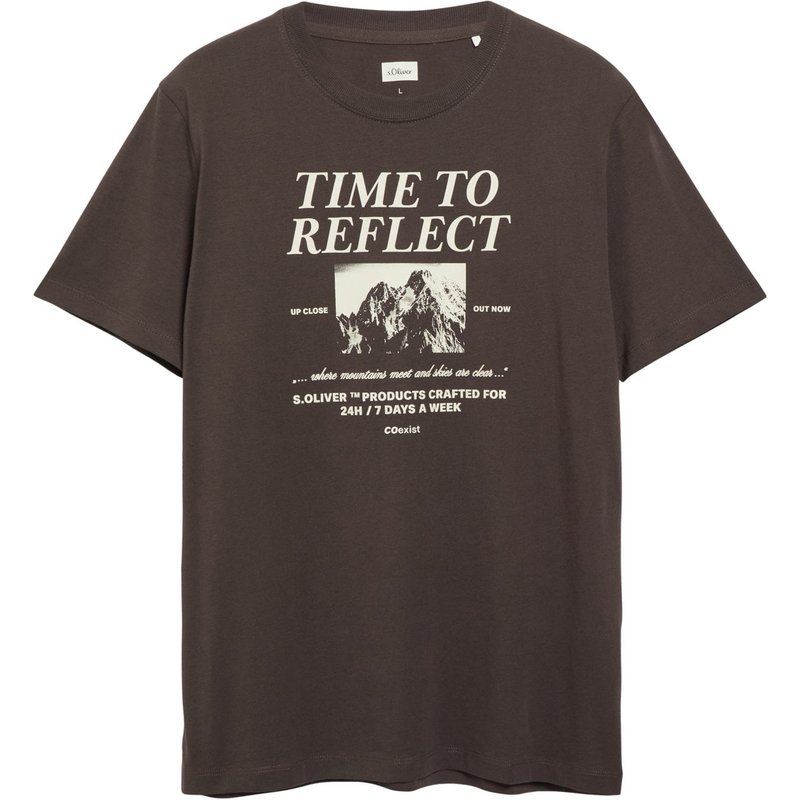 s.Oliver Glattes Baumwoll-T-Shirt mit Mountain-Print