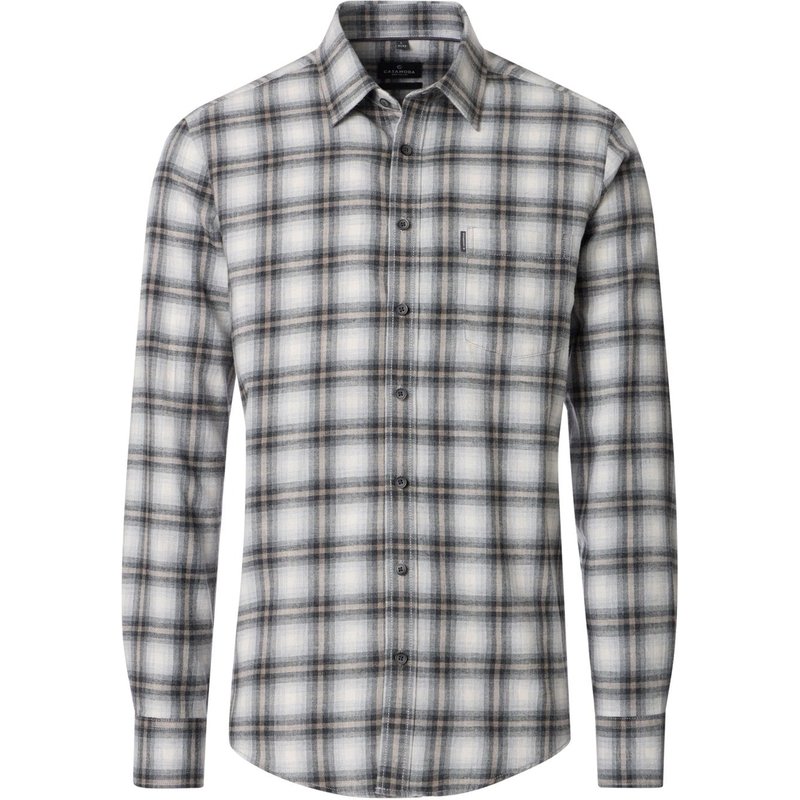 CASAMODA Flanellhemd mit Karomuster und Brusttasche, Comfort Fit