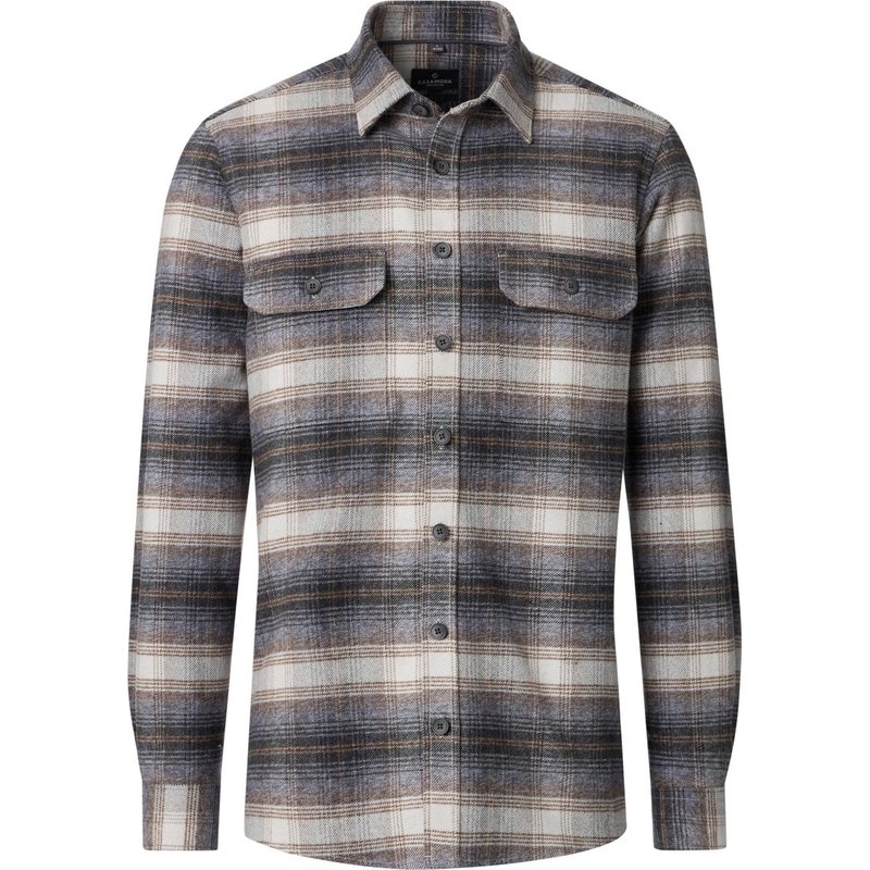 CASAMODA Flanell-Overshirt mit Check-Muster und Brusttaschen, Casual Fit