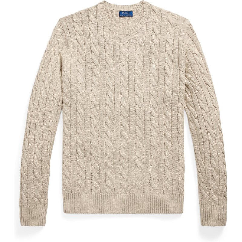 Polo Ralph Lauren Rundhals-Pullover aus Baumwolle mit Zopfstrickmuster