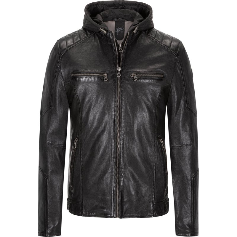 Mauritius Lederjacke mit lässiger Kapuze