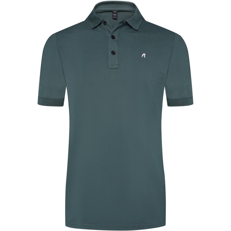 Replay Unifarbenes Piqué-Poloshirt mit Initial-Stickerei