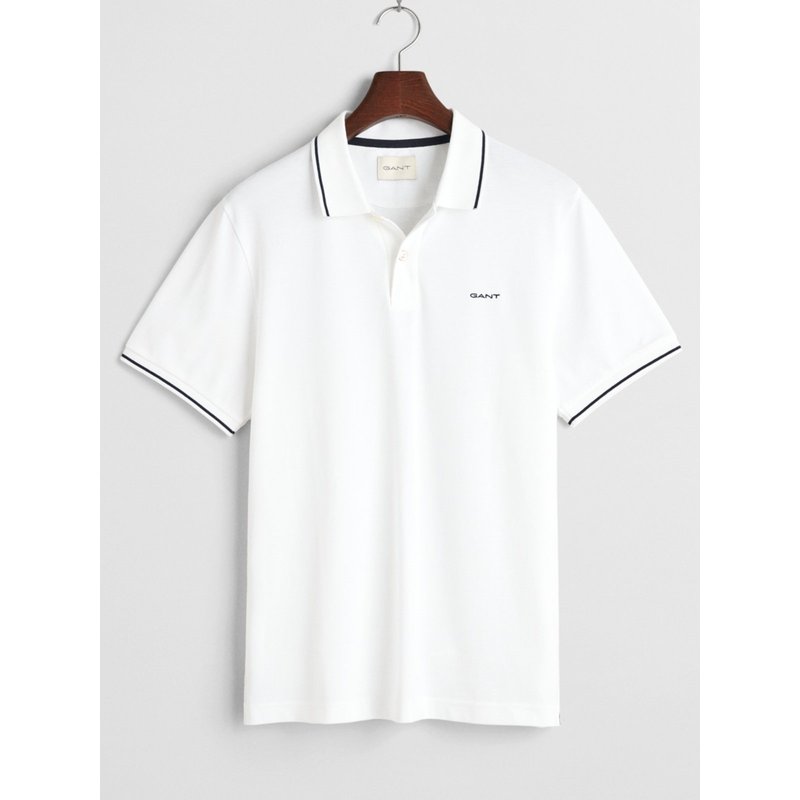 Gant Piqué-Poloshirt aus Baumwolle mit Kontraststreifen, Regular Fit