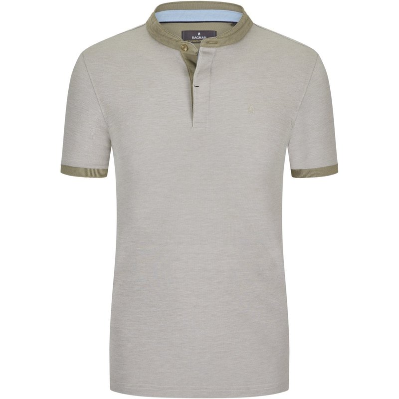 Ragman Poloshirt Piquê mit Stehkragen in Kontrastfarbe