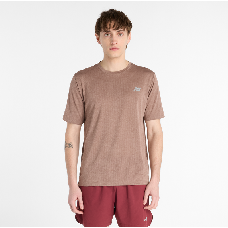 Levně Pánské tričko New Balance MT41253EAT – béžové