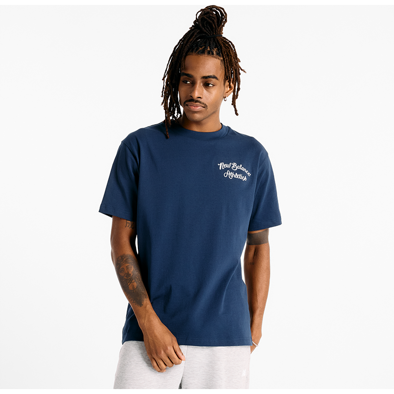 Levně Pánské tričko New Balance MT43556NNY – tmavomodrá