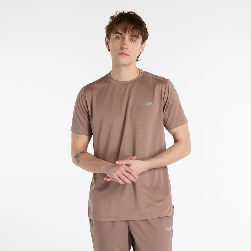 Levně Pánské tričko New Balance MT41222EAS – hnědý