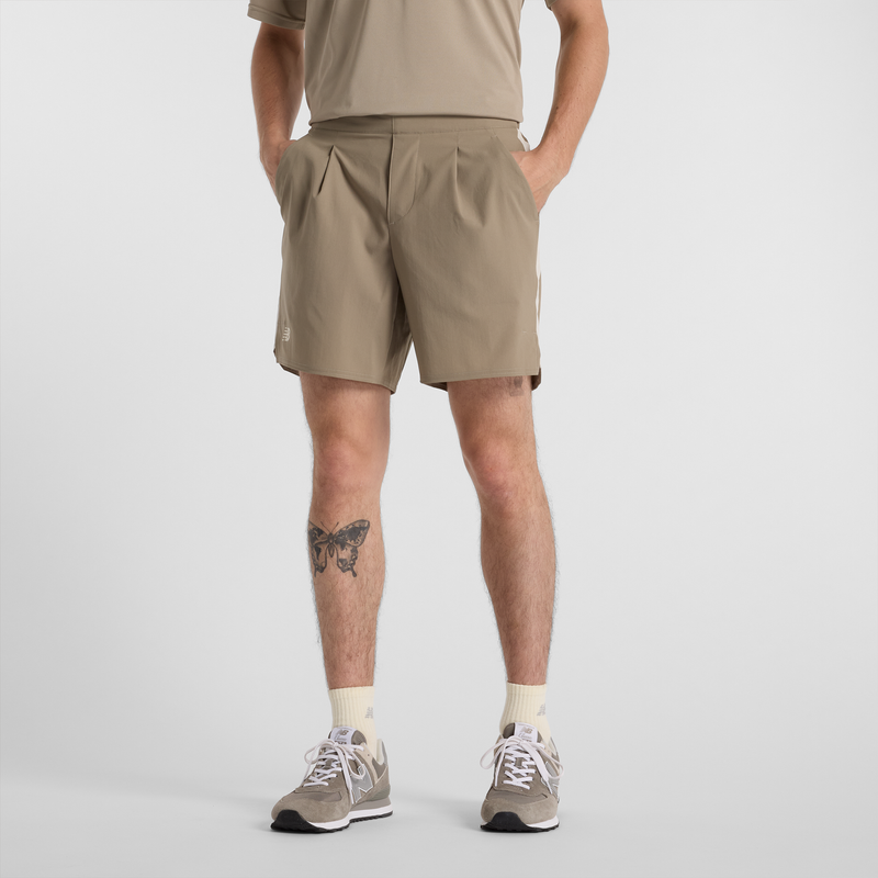 Levně Pánské šortky New Balance MS41401ADS – béžové