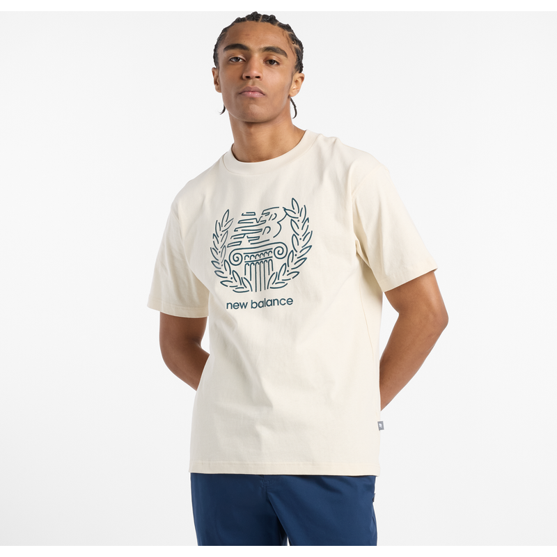 Levně Pánské tričko New Balance MT51974LIN – béžové