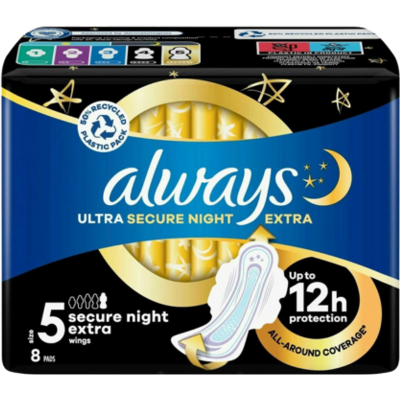 Always Ultra Size 5 Secure Night Extra - 8 st
