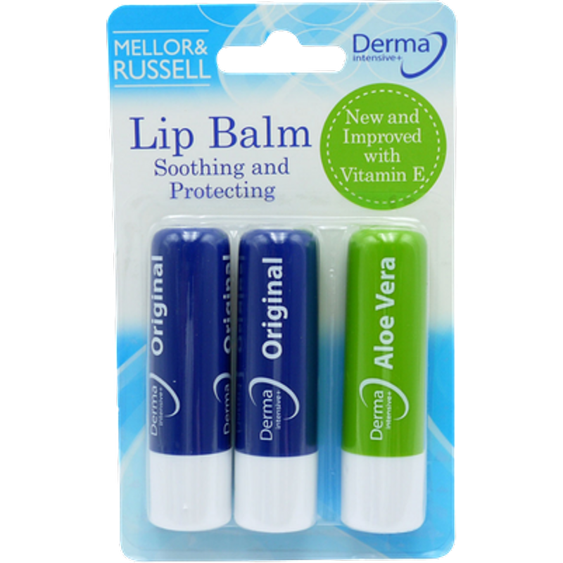 Derma Mellor & Russell Original & Aloe Vera Intensiv Läppbalsam - 3 st