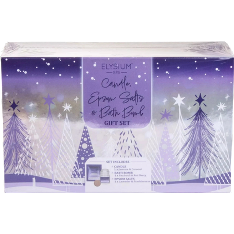 Elysium Spa Badsalt, Jasmin Doftljus & Badbomb Presentset – 3 st