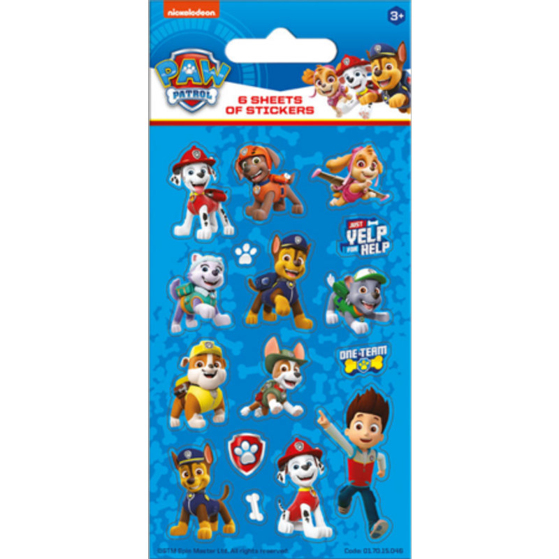 Paw Patrol Blå Partyklistermärken 6 ark