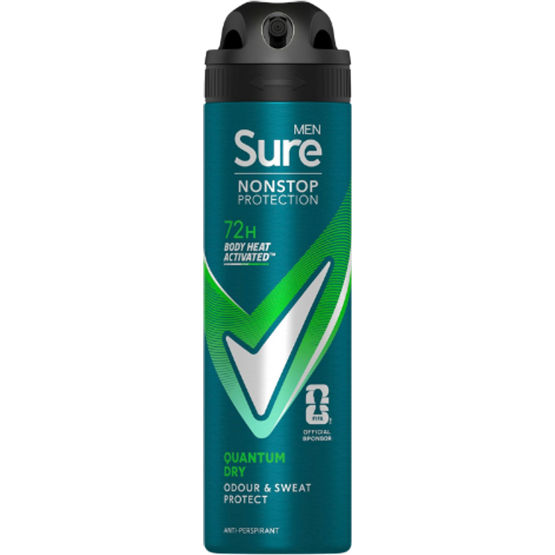 Sure Men Quantum Dry Non-Stop Protection Antiperspirant Deodorantspray - 150 ml